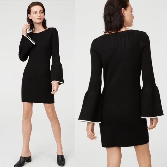 Club Monaco 💕Flutter Bell Sleeve Knit Black Dress